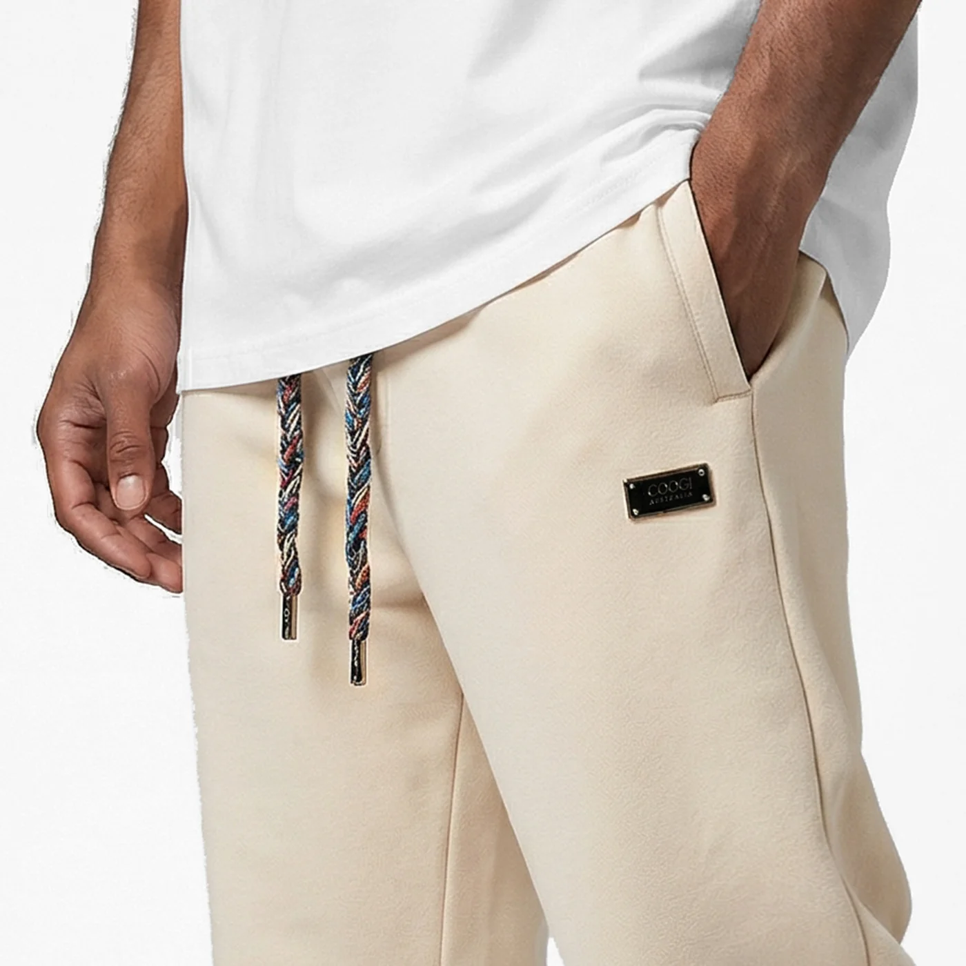 New - COOGI - Block Logo and Statement Sweat Pant - Oversized - Bone: COOGI Crown Reserve HeavyLuxe Fleece - Image 4