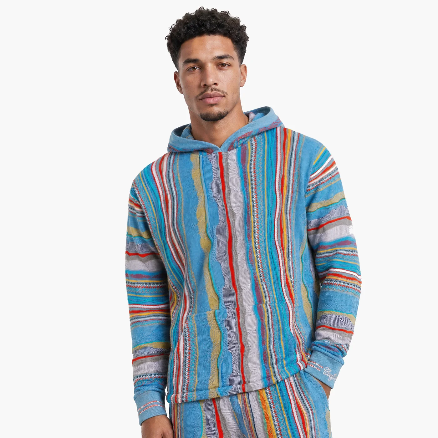 New - COOGI Light Weight Sweater Knit Hoody in Gray and Blue - Image 4