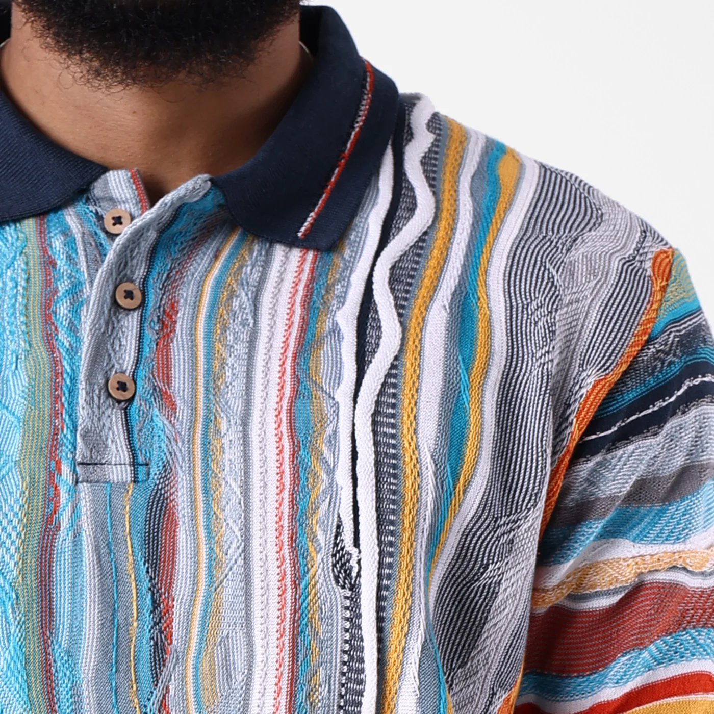 New - COOGI Light Weight Sweater Knit Polo in Blue and Gray - Image 6