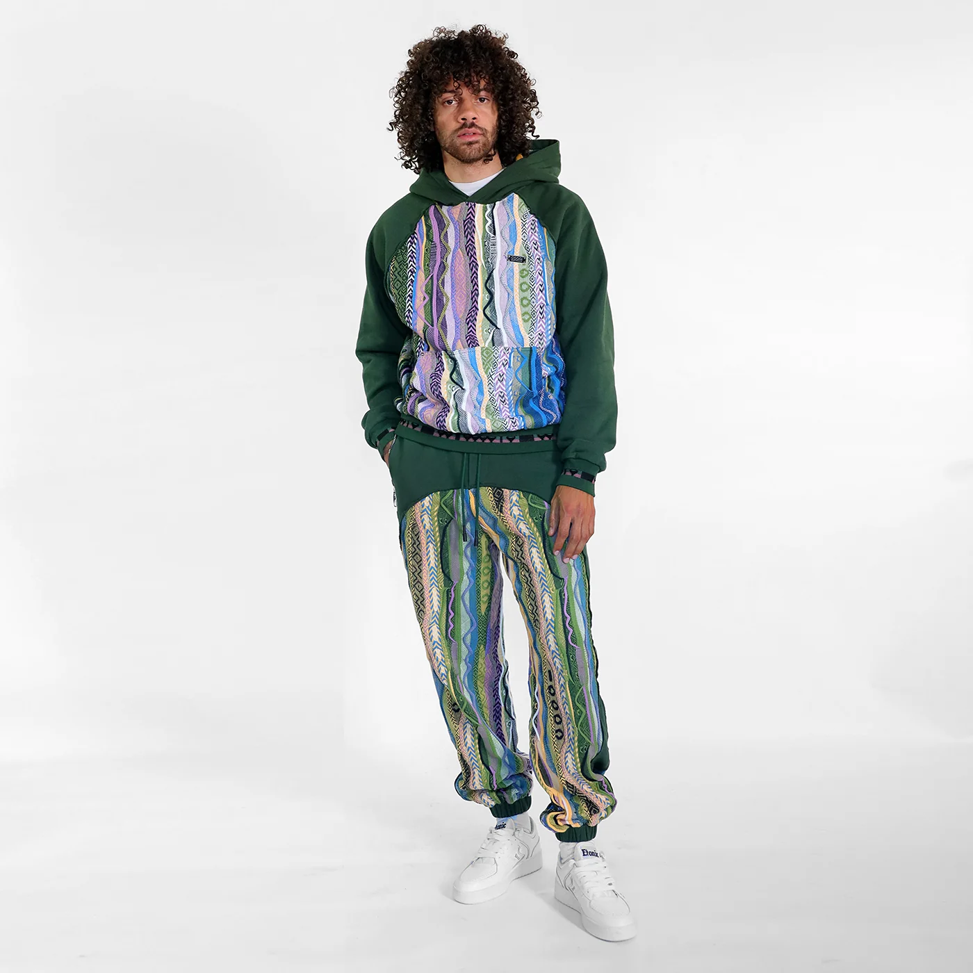New - COOGI Sweater Pieced Fleece Jogger in Green - Image 5