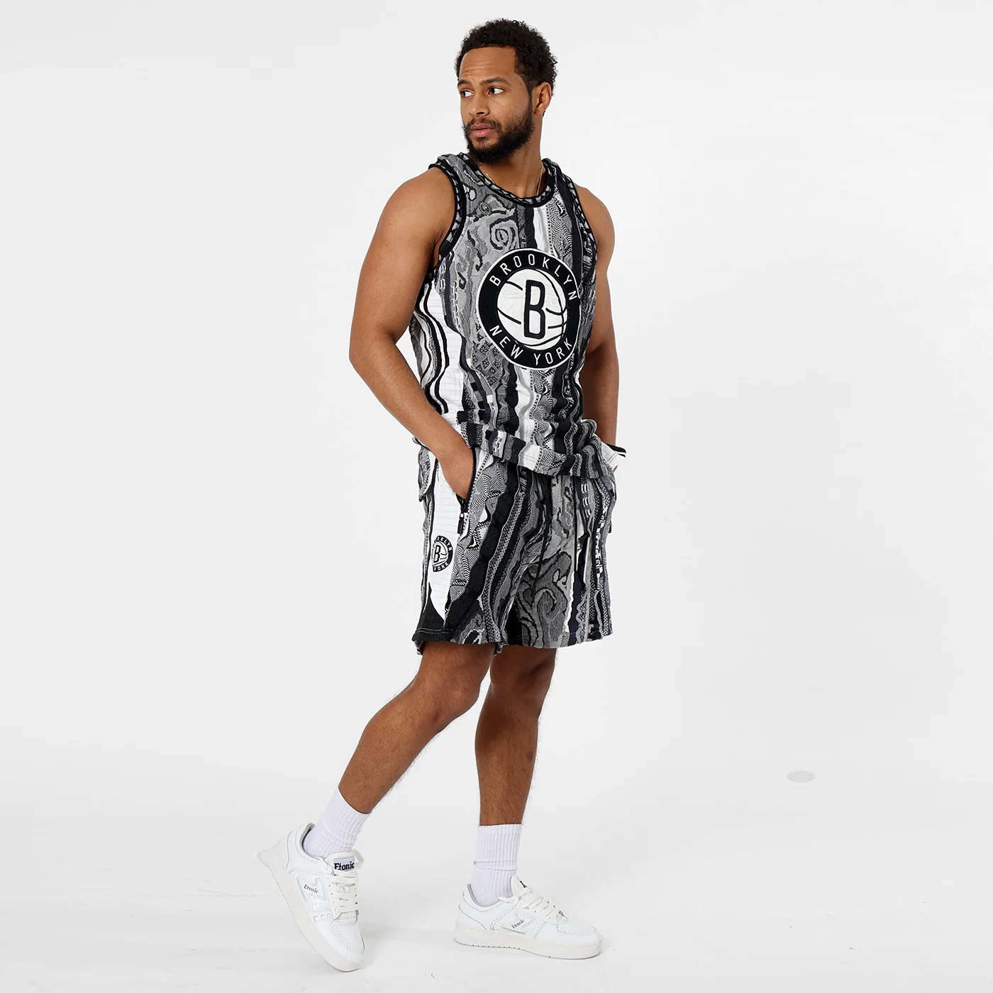 New - COOGI X NBA X Protege - Brooklyn Nets Sweater Knit Basketball Shorts - Image 6