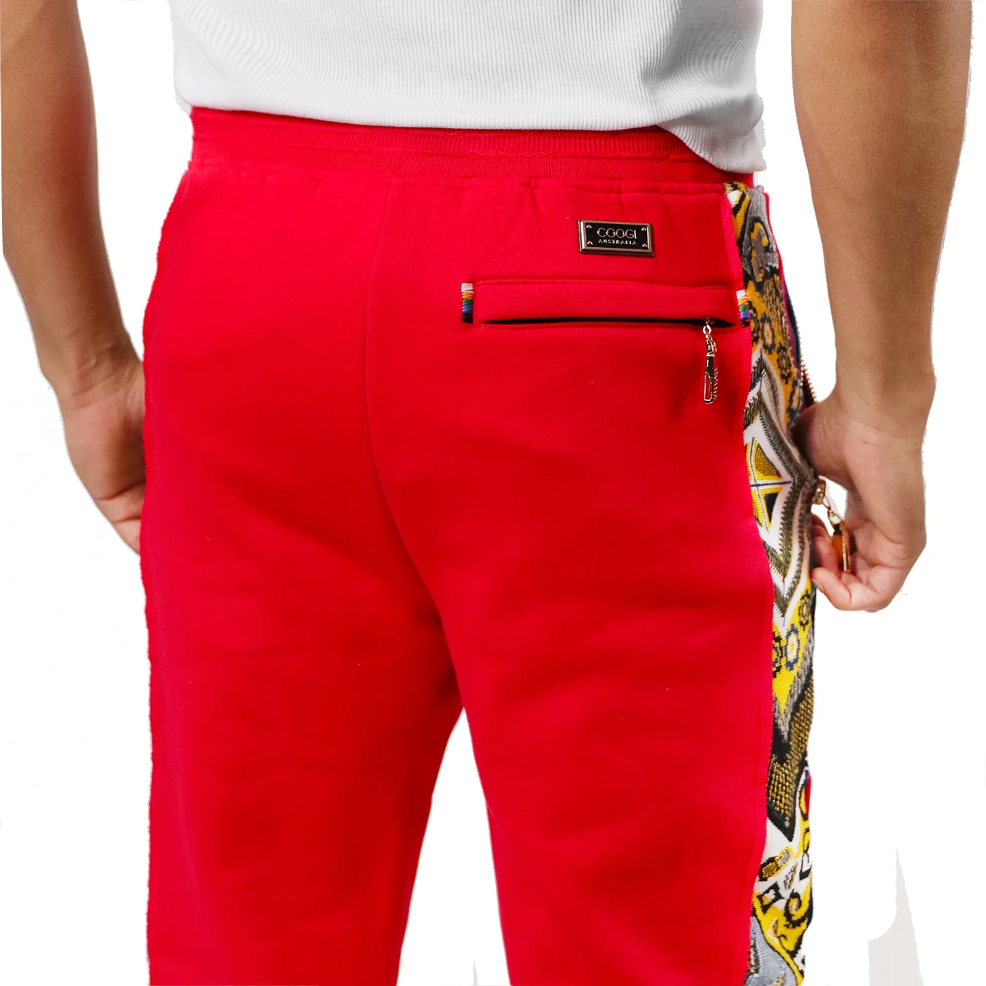 COOGI Sweater Pieced Fleece Jogger - Red - Image 4